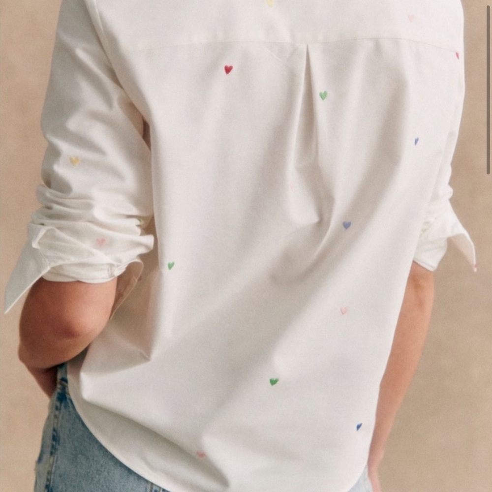 Sezane multi colored embroidered hearts tomboy shirt - Picture 4 of 7